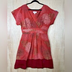 Anthropologie Moulinette Seour Silk Salmon Floral Print Size 12